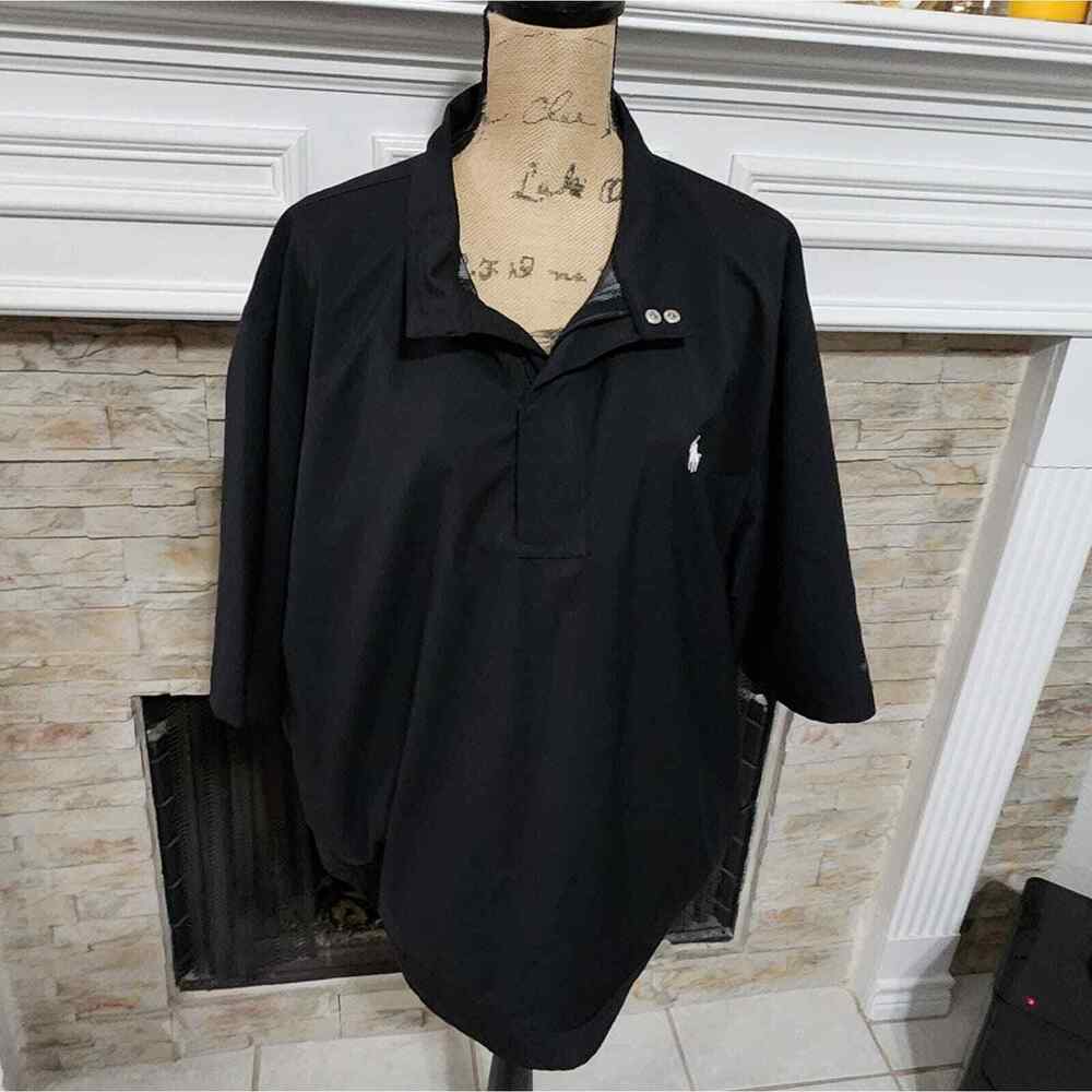POLO Golf Black Short Sleeve 1/2‎ Zip Jacket with White House Logo Size XL